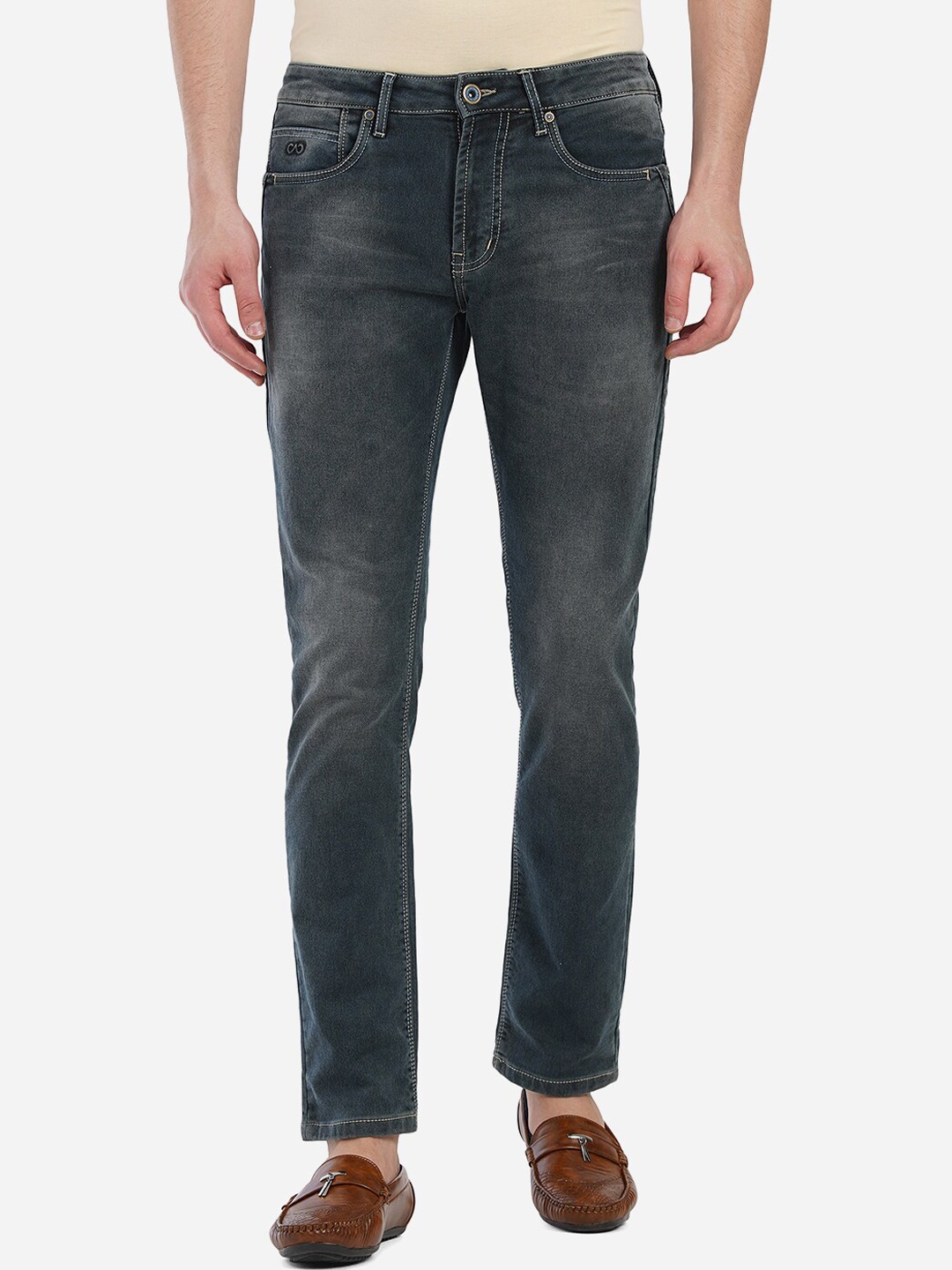 

JADE BLUE Men Grey Narrow Slim Fit Heavy Fade Jeans