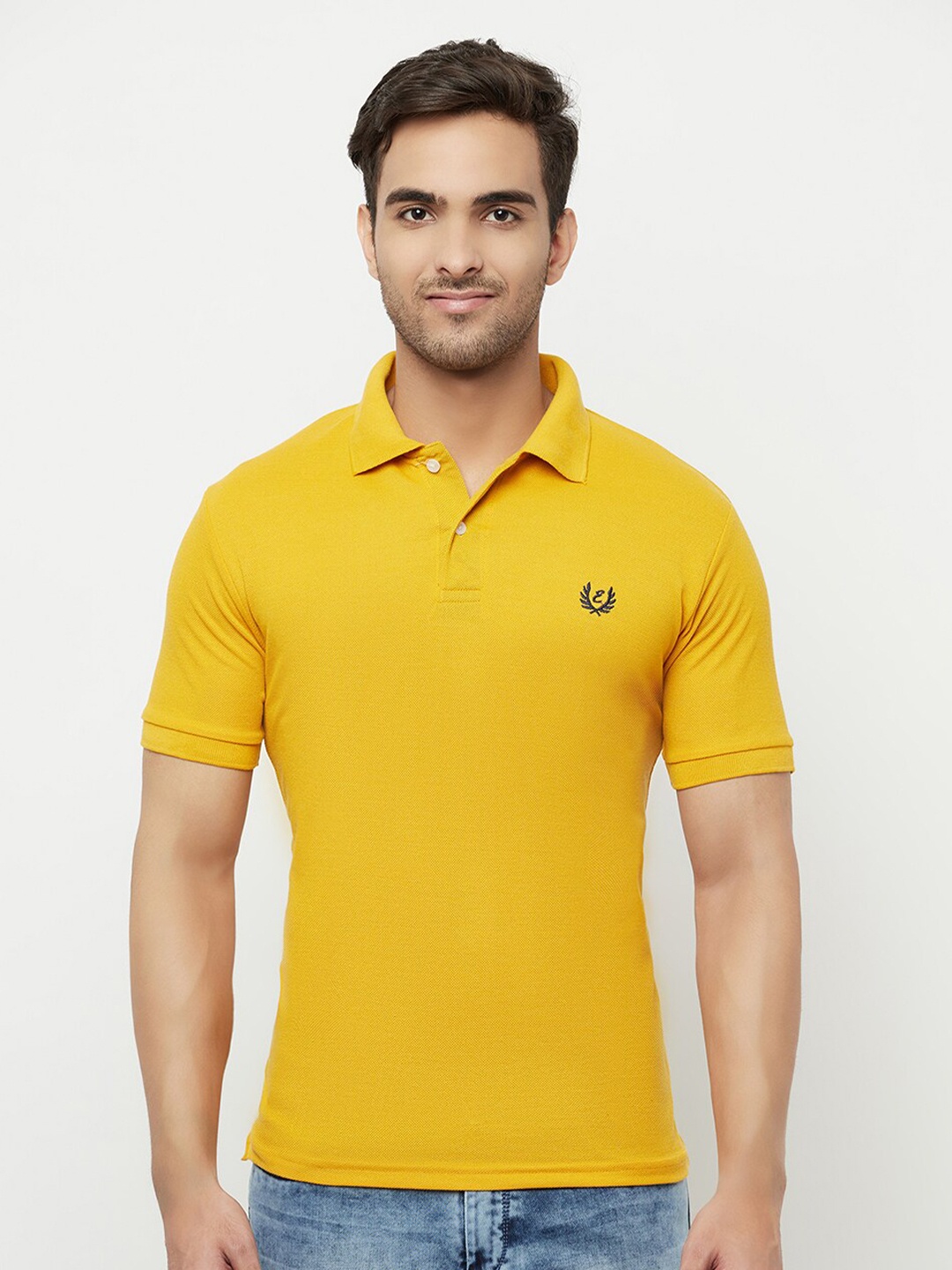 

ELEGANCE Men Yellow Polo Collar T-shirt