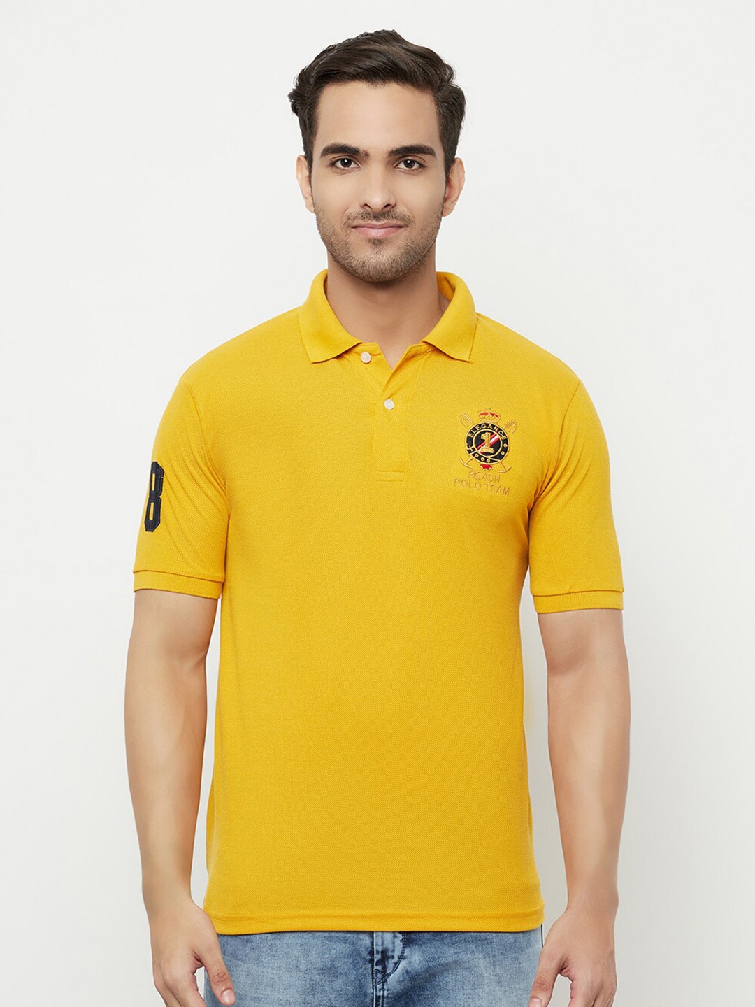 

ELEGANCE Men Yellow Polo Collar T-shirt