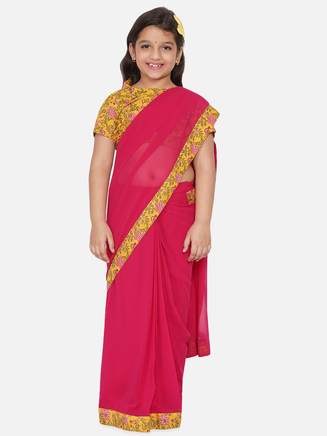 

Little Bansi Magenta & Yellow Ready to Wear Saree