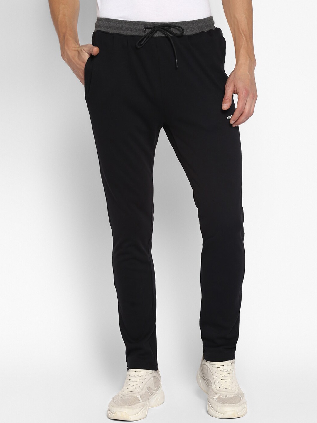 

FURO by Red Chief Men Black Solid Cotton Track Pants