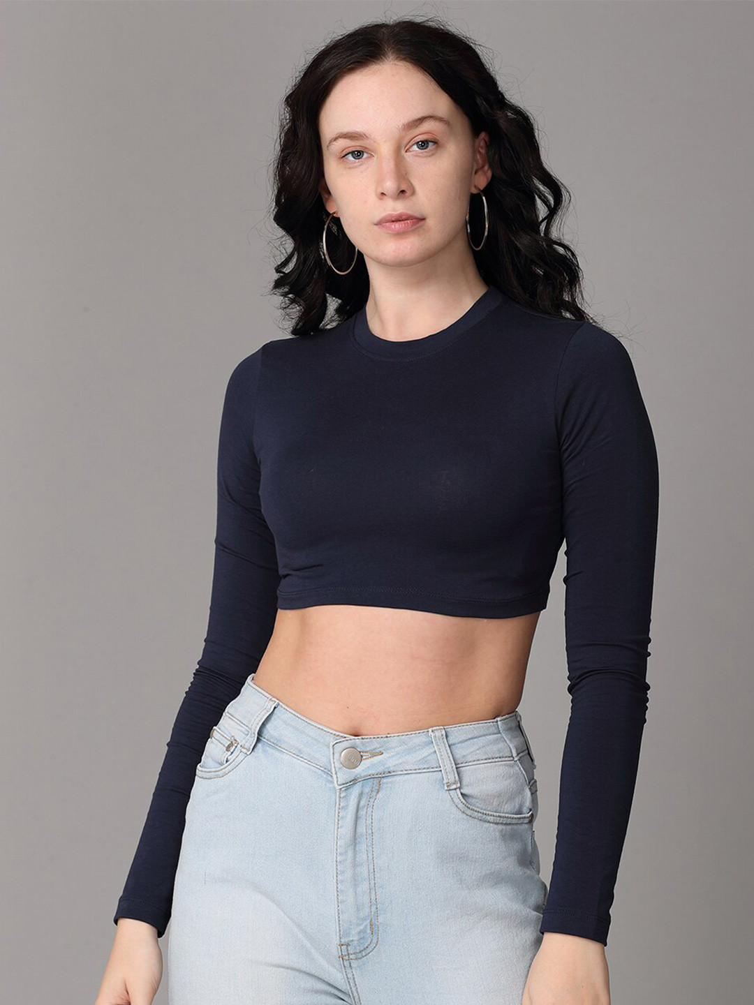 

Oh So Fly Navy Blue Crop Top