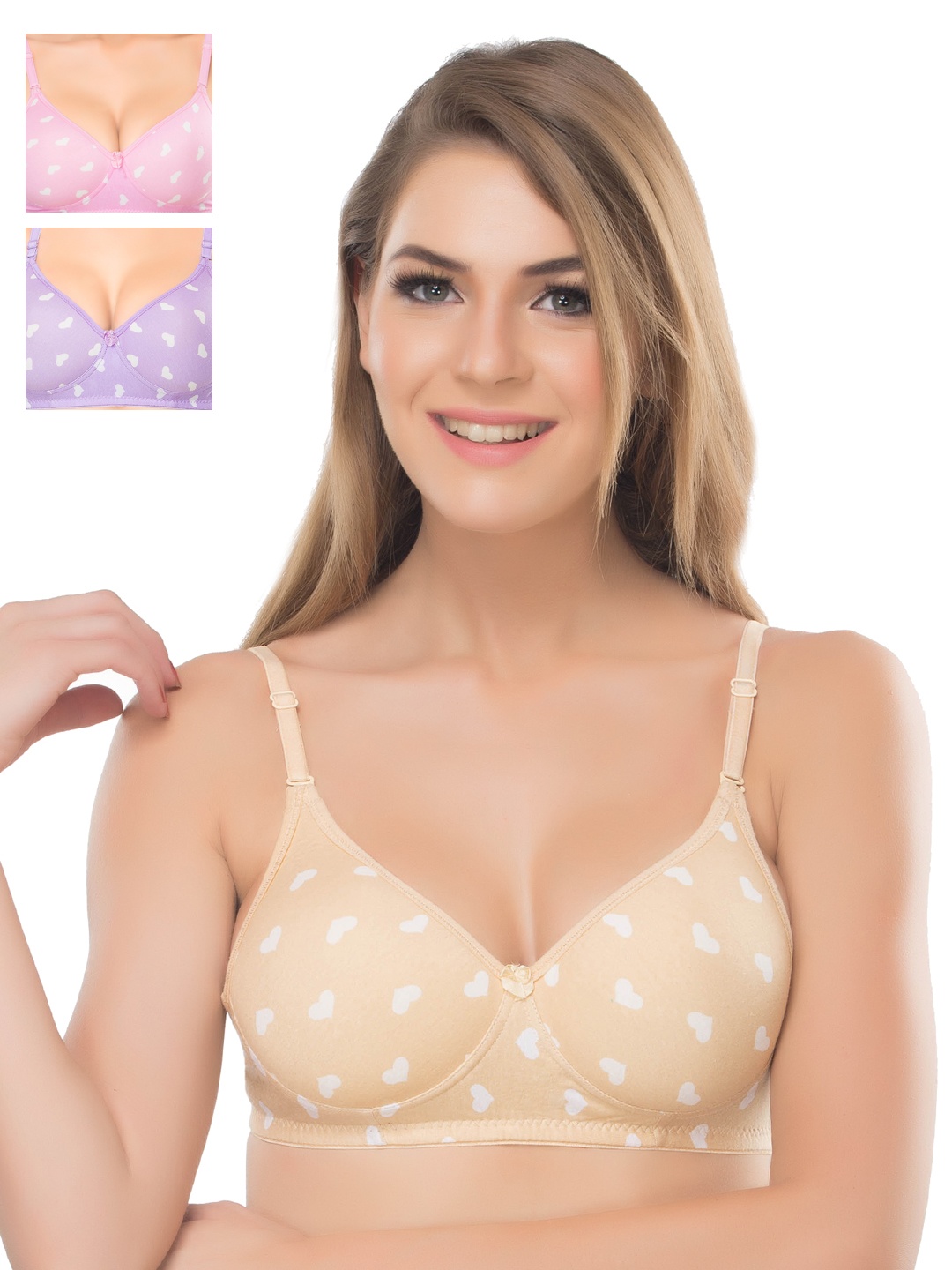 

Lady Lyka Pack of 3 Printed T-shirt Bras, Pink