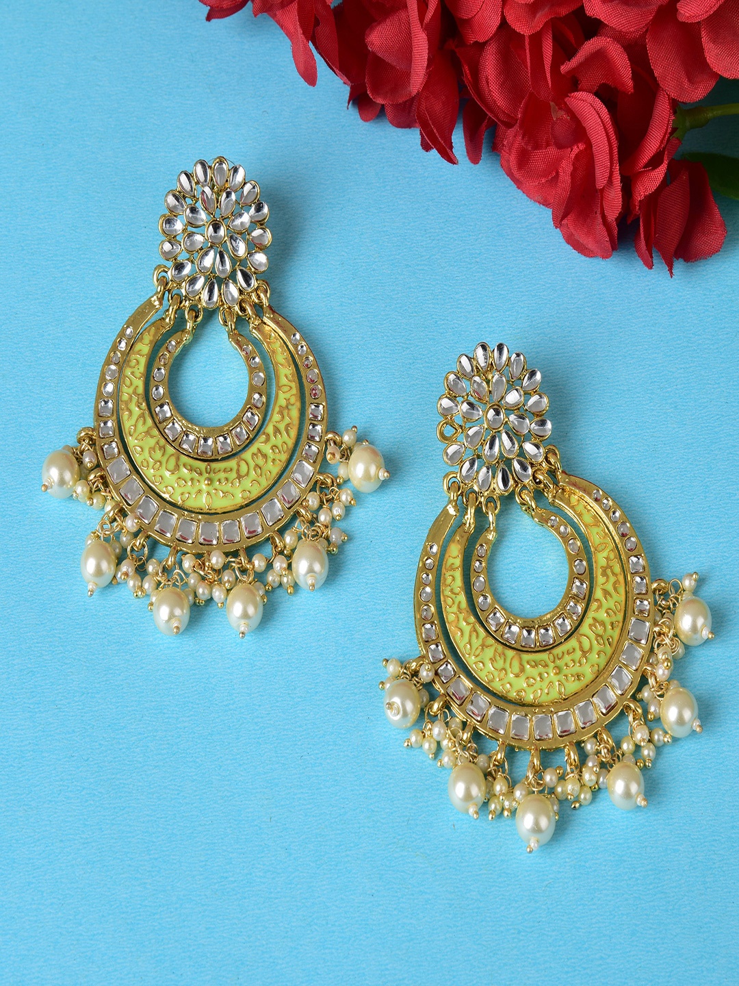 

Ethonica Yellow Classic Chandbalis Earrings