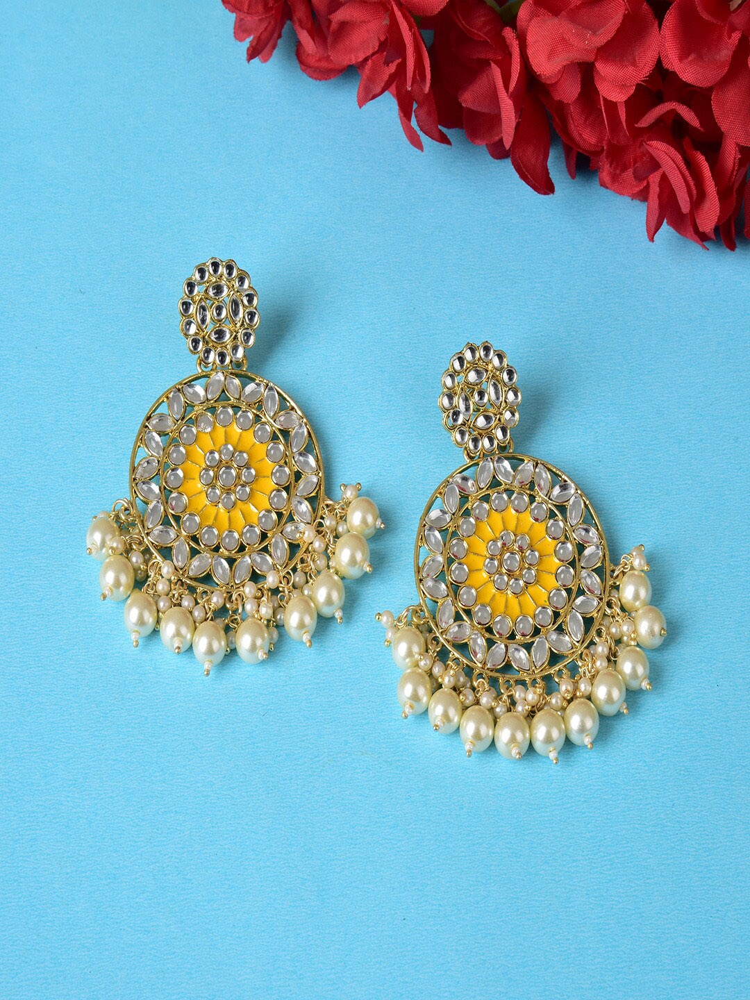 

Ethonica Yellow Classic Chandbalis Earrings
