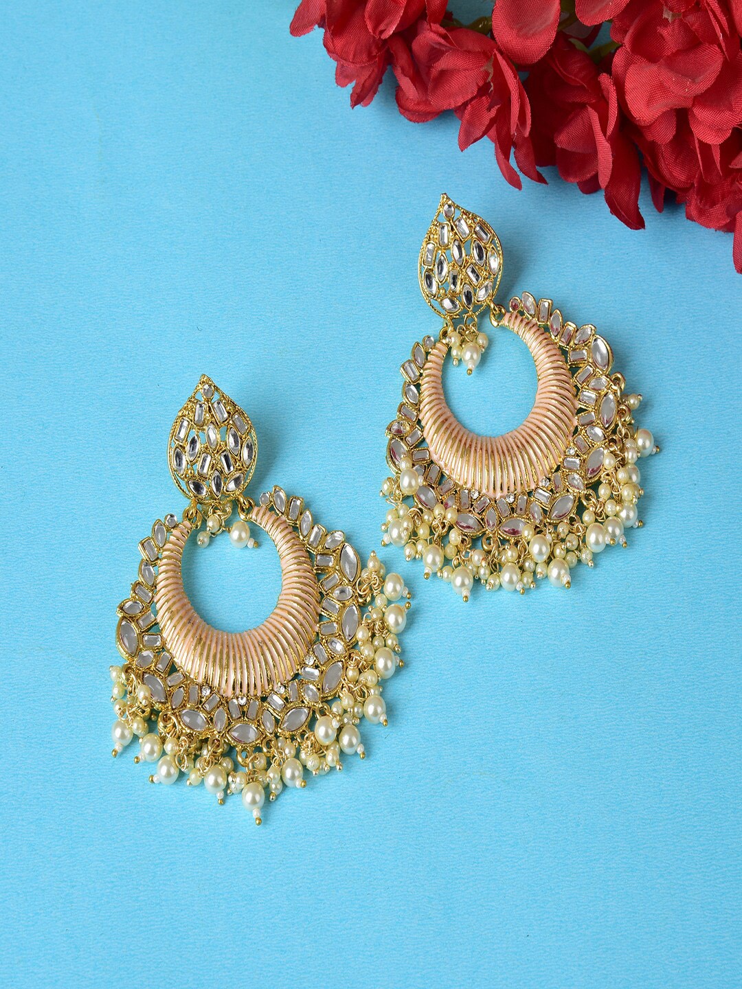 

Ethonica Gold-Toned Classic Chandbalis Earrings