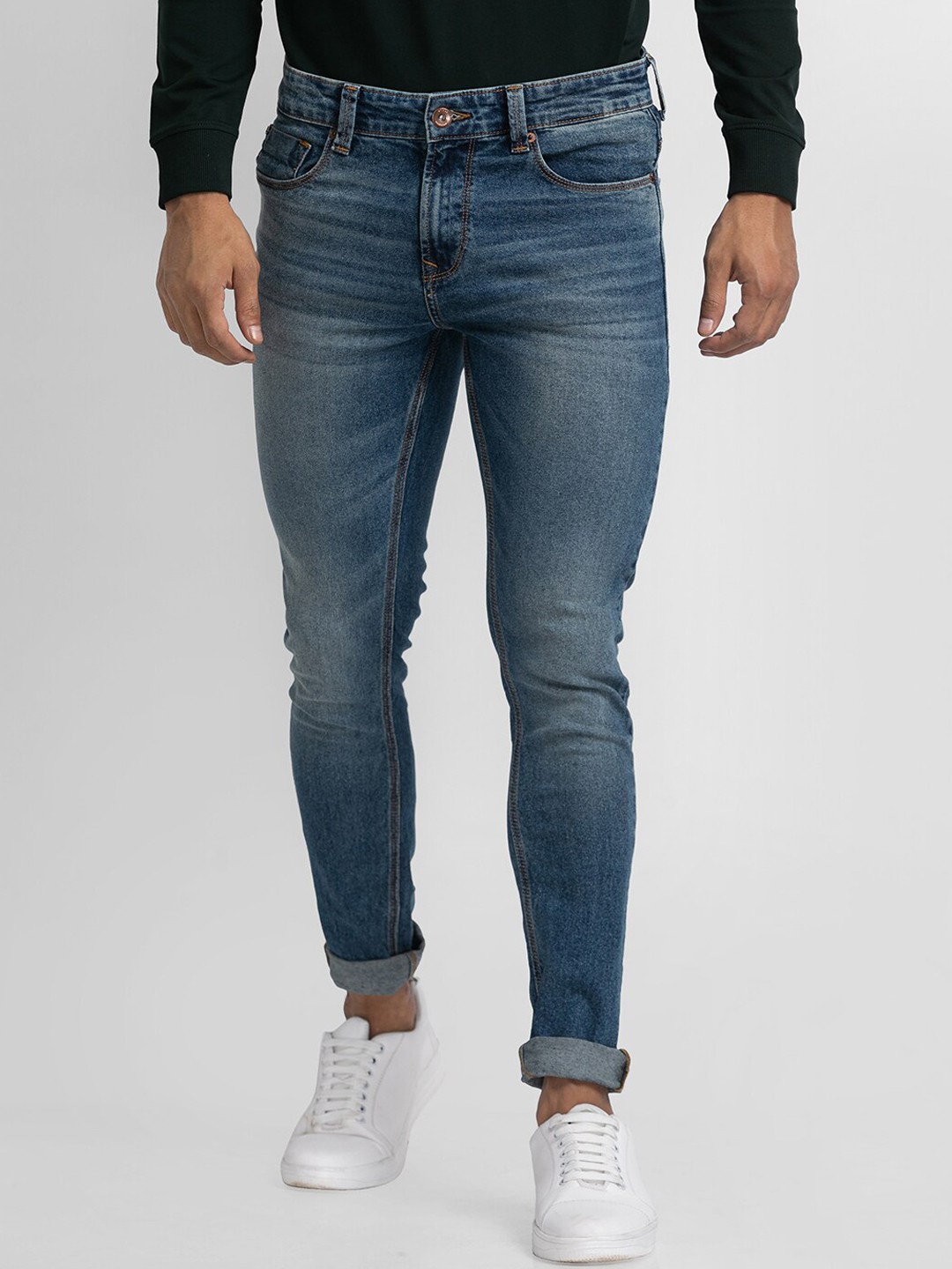 

SPYKAR Men Blue Super Skinny Fit Low-Rise Heavy Fade Jeans