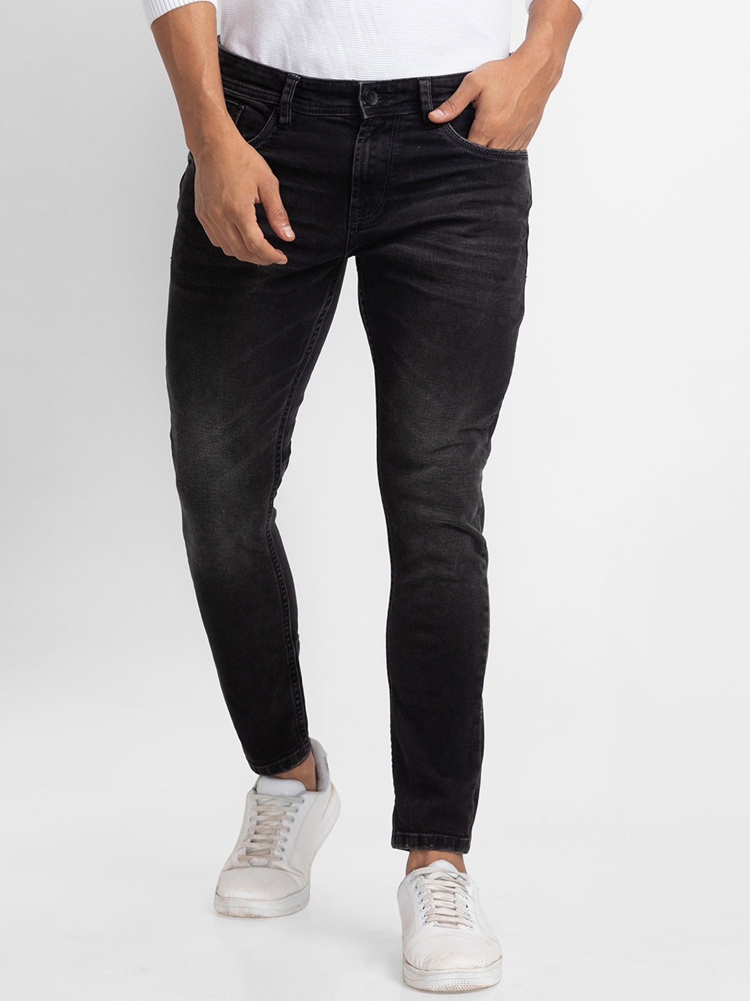 

SPYKAR Men Black Tapered Fit Light Fade Jeans