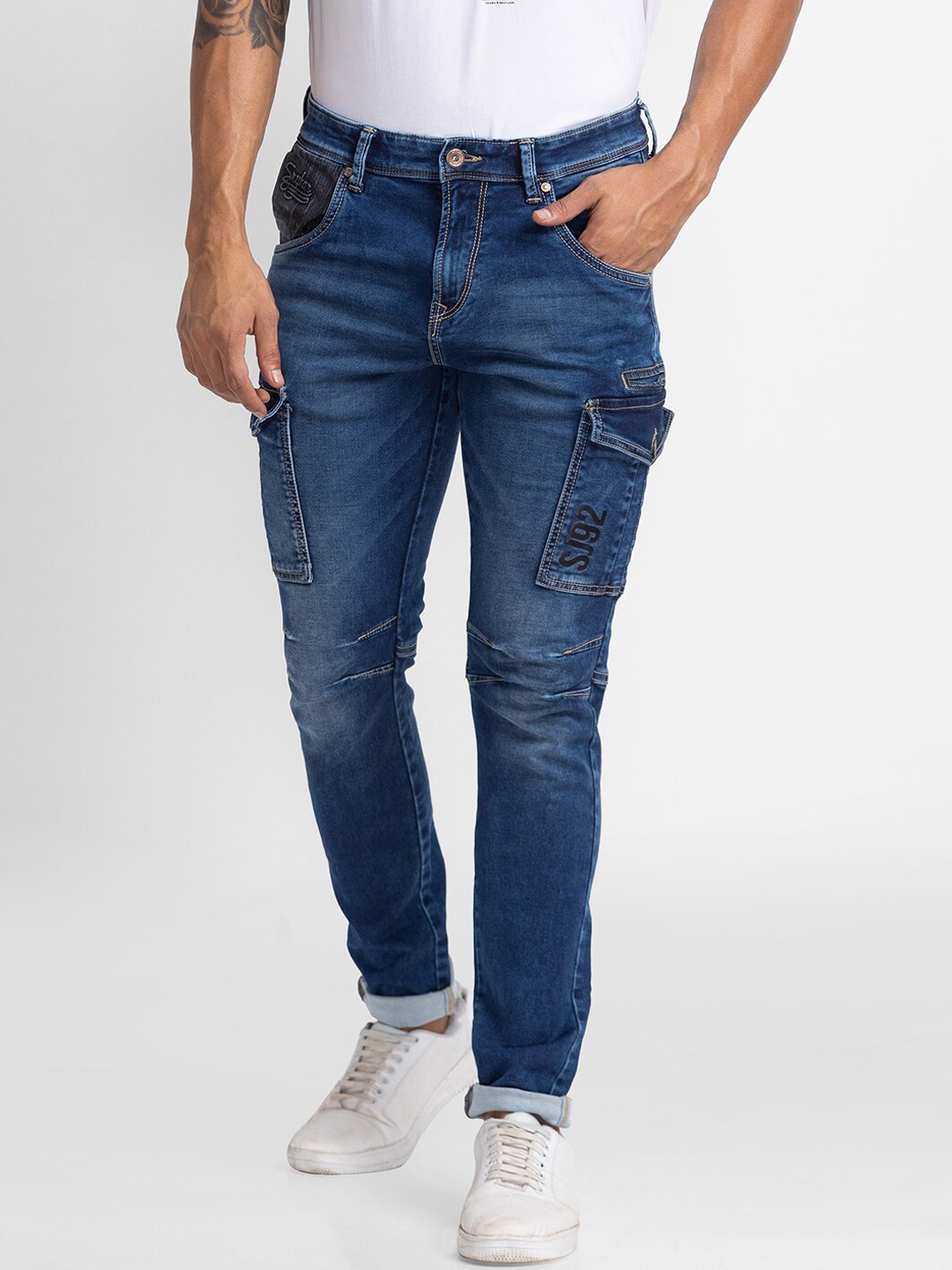 

SPYKAR Men Blue Relaxed Fit High-Rise Mildly Distressed Light Fade Jeans