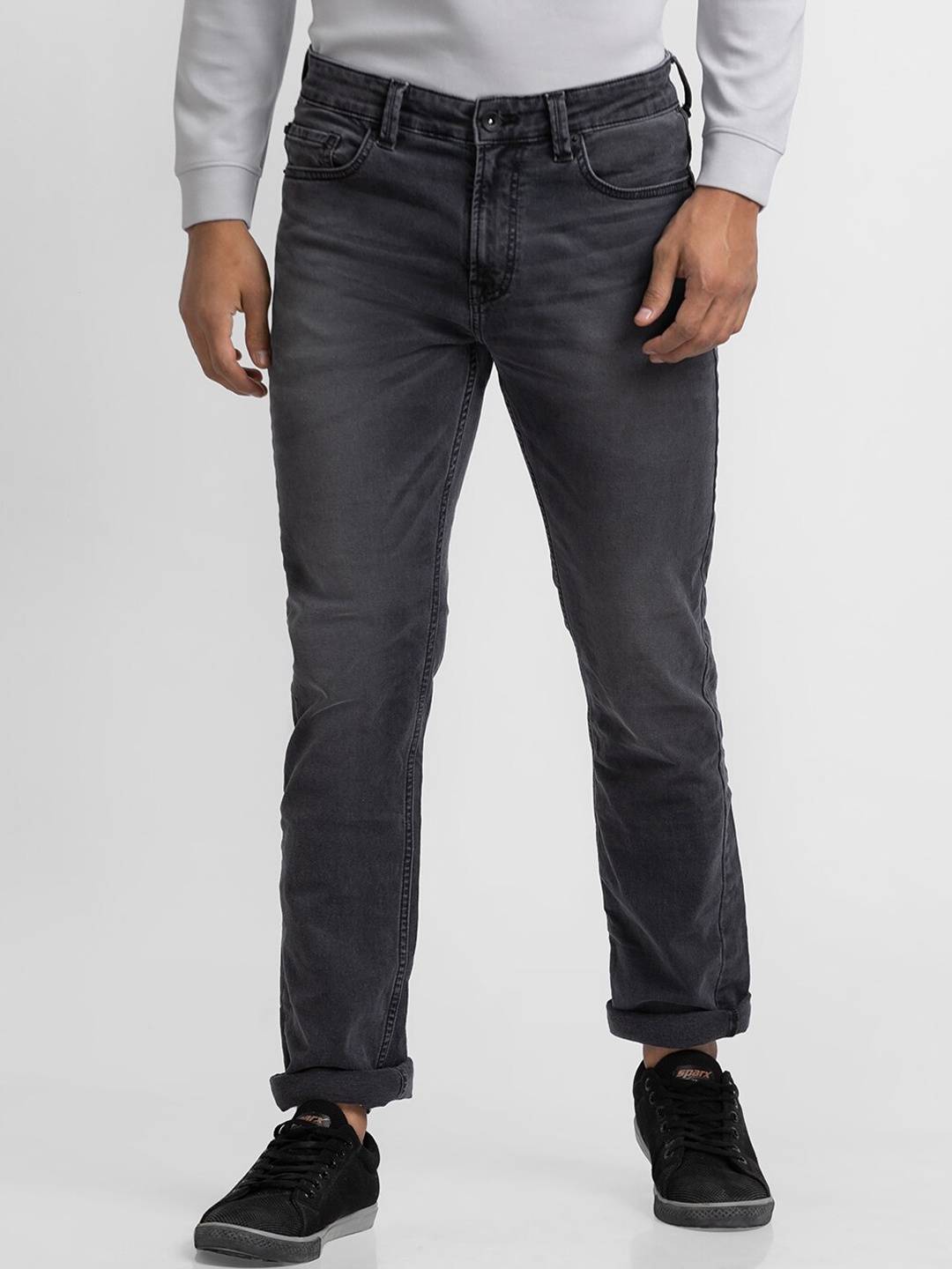 

SPYKAR Men Grey Relaxed Fit Low-Rise Slash Knee Light Fade Jeans