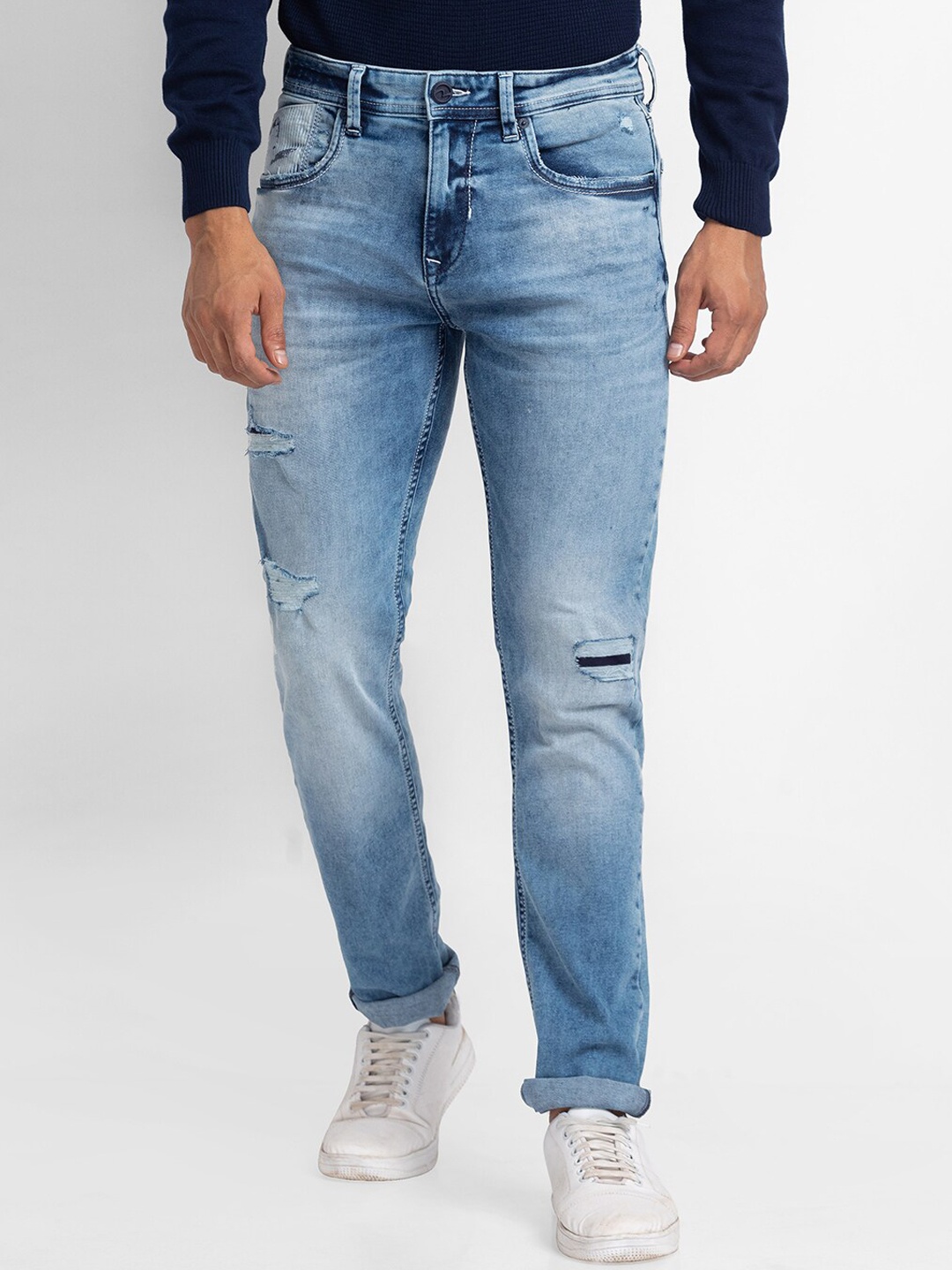 

SPYKAR Men Blue Mildly Distressed Heavy Fade Jeans