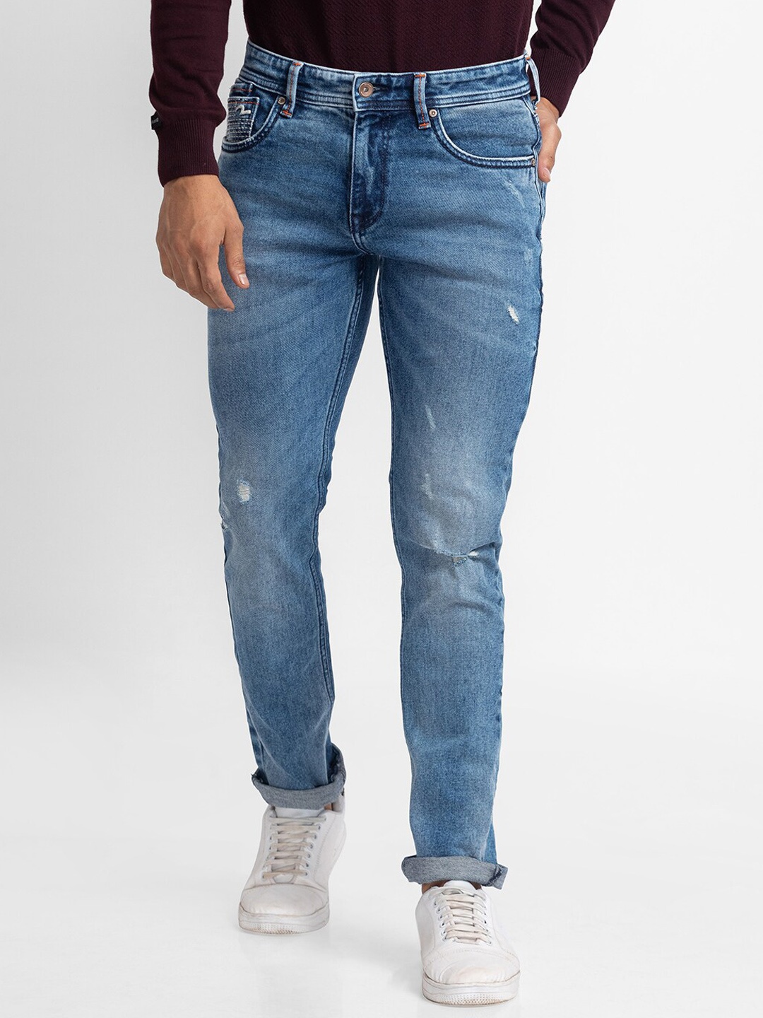

SPYKAR Men Blue Mildly Distressed Light Fade Jeans