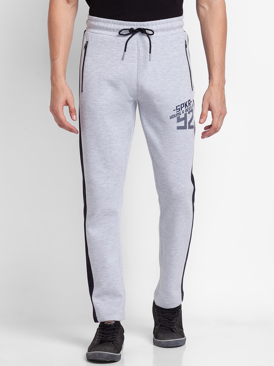 

SPYKAR Men Grey Solid Cotton Slim-Fit Track Pants