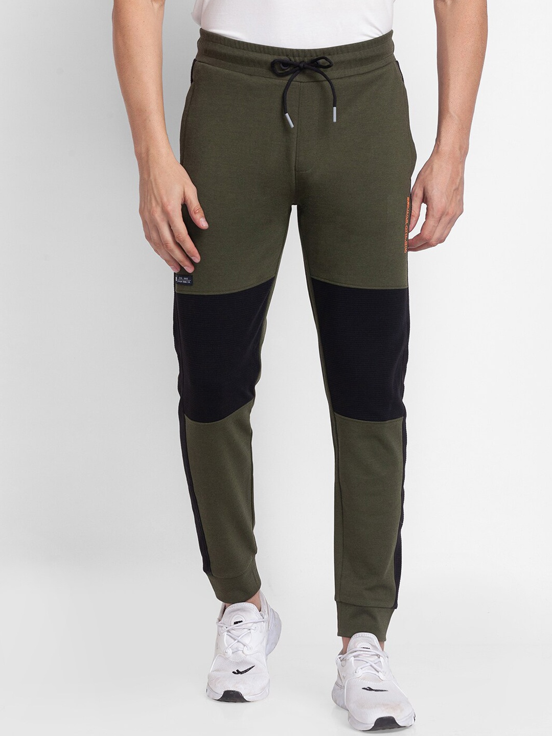

SPYKAR Men Oilive-Green Colored Solid Cotton Track Pants, Olive