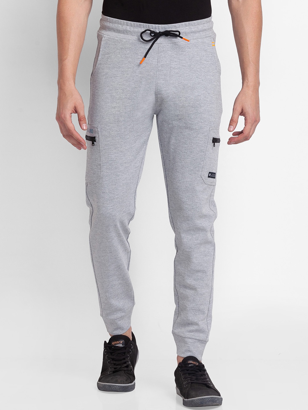 

SPYKAR Men Melange Grey Solid Slim-Fit Cotton Jogger, White