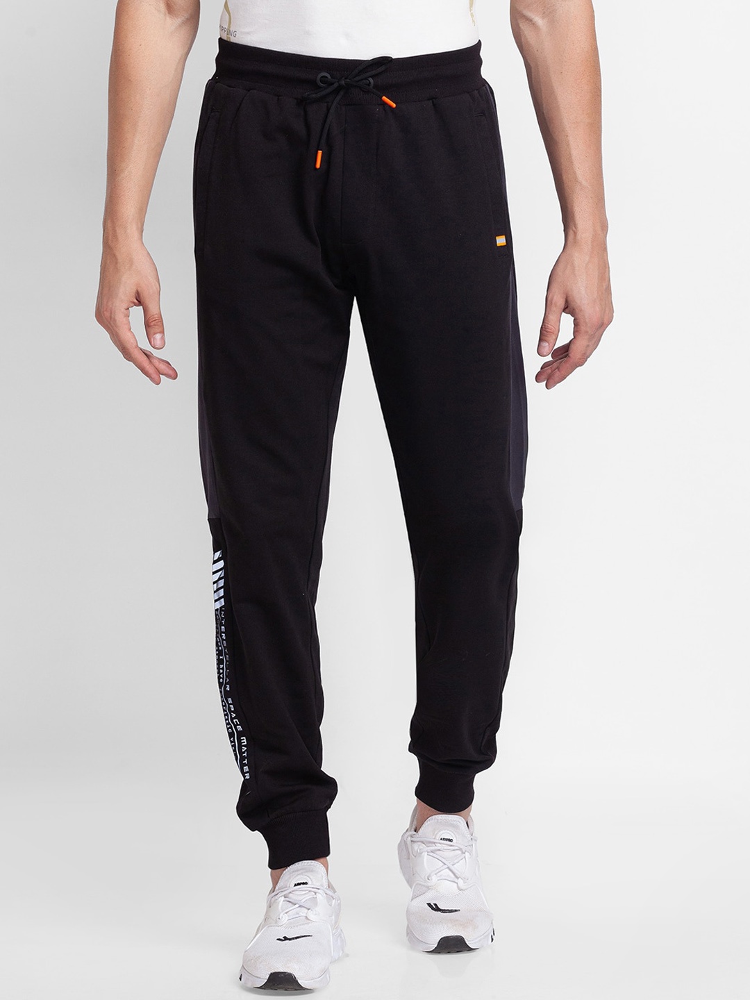 

SPYKAR Men Black Solid Slim- Fit Cotton Track Pants