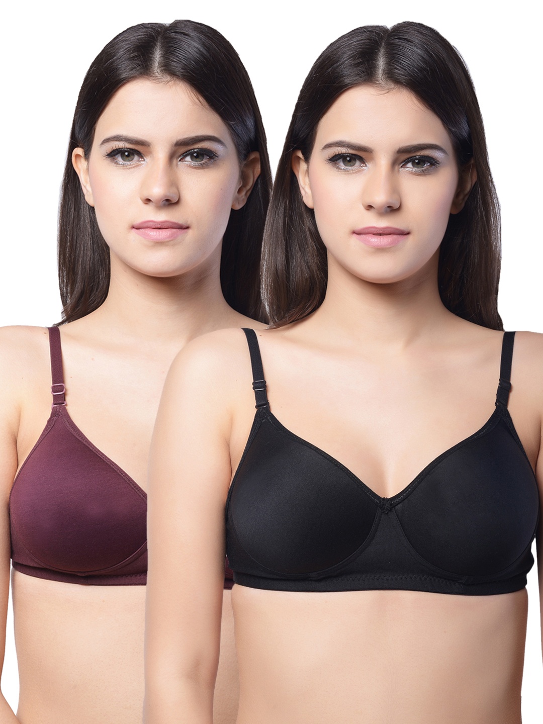

Lady Lyka Pack of 2 Full-Coverage T-shirt Bras, Black
