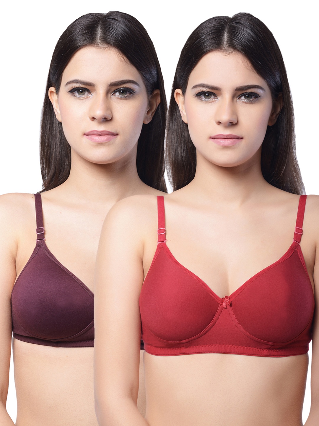 

Lady Lyka Pack of 2 Full-Coverage T-shirt Bras, Maroon