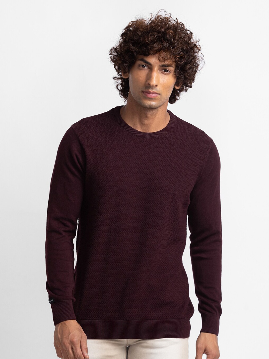 

SPYKAR Men Maroon Pullover