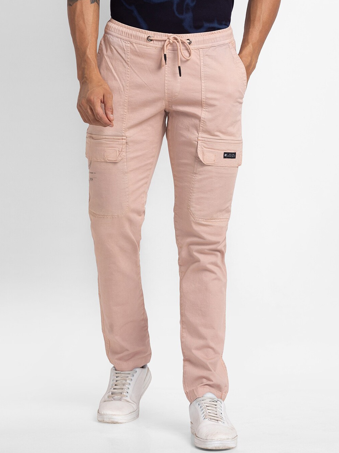 

SPYKAR Men Pink Slim Fit Cargos Trousers