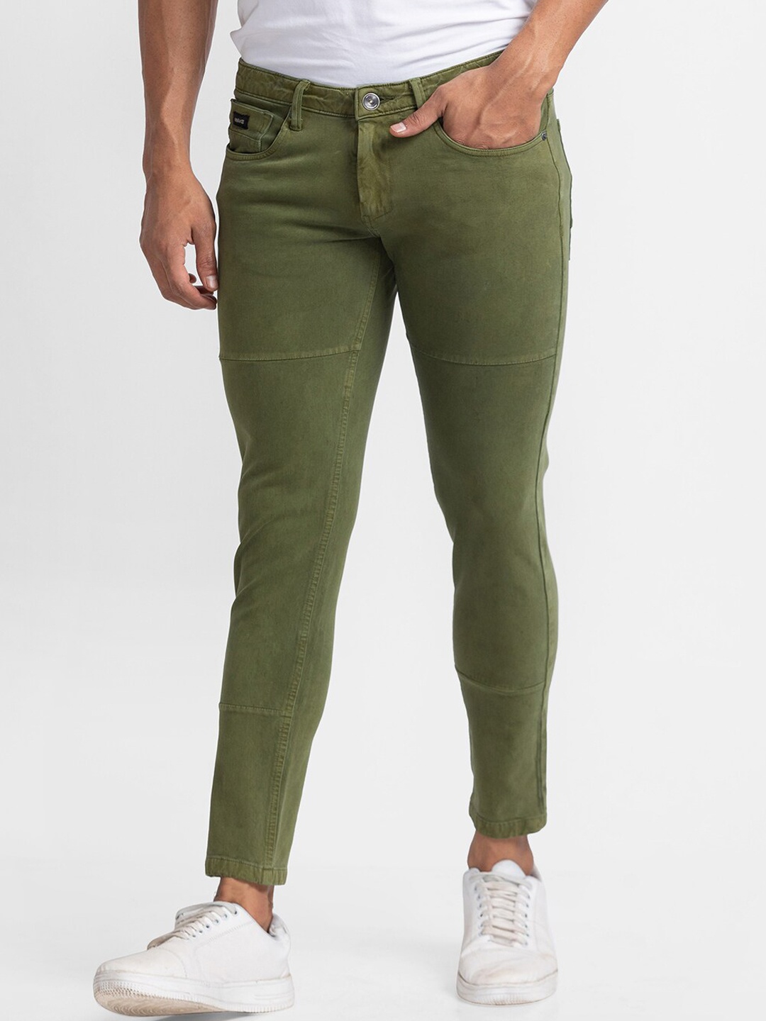 

SPYKAR Men Green Tapered Fit Trousers