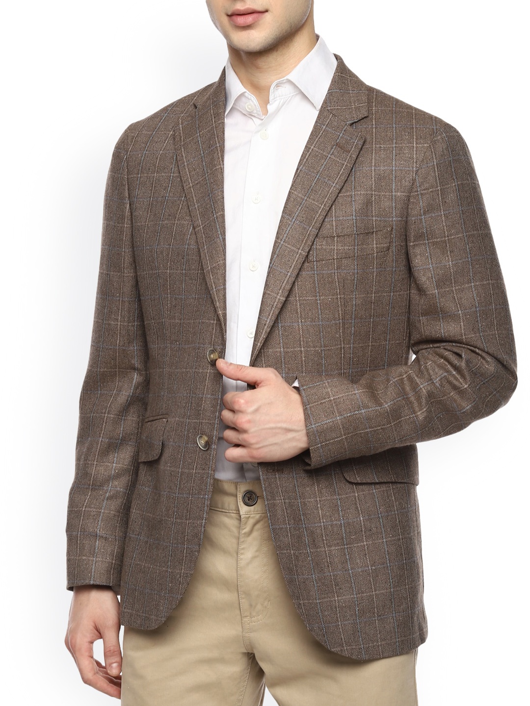 

HACKETT LONDON Men Brown Checked Windcheater Longline Tailored Jacket