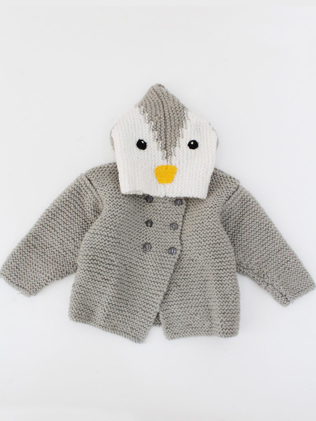 

Woonie Unisex Kids White & Grey Animal Cardigan