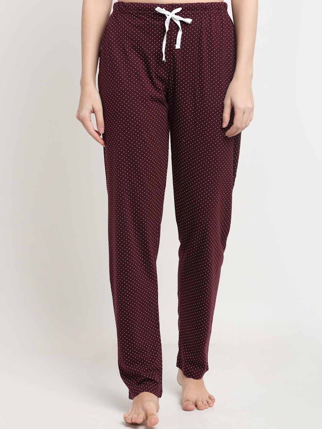 

Kanvin Women Brown Polka Dot Pure Cotton Lounge Pant