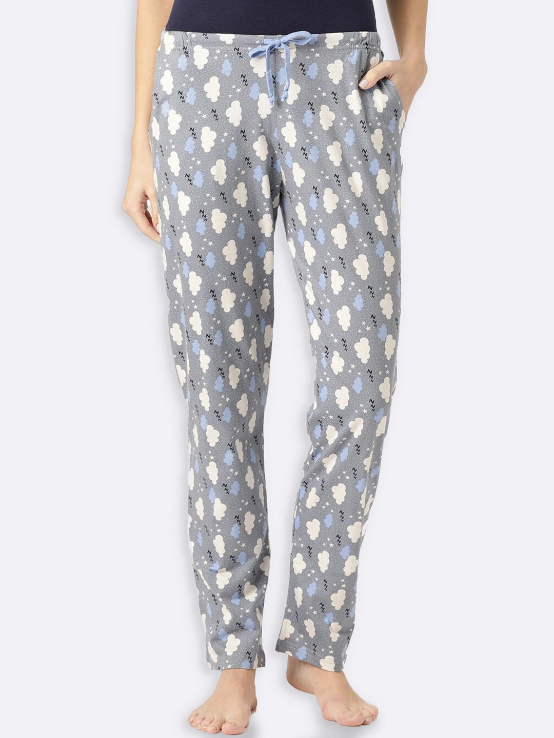 

Kanvin Women Blue Printed Cotton Lounge Pants