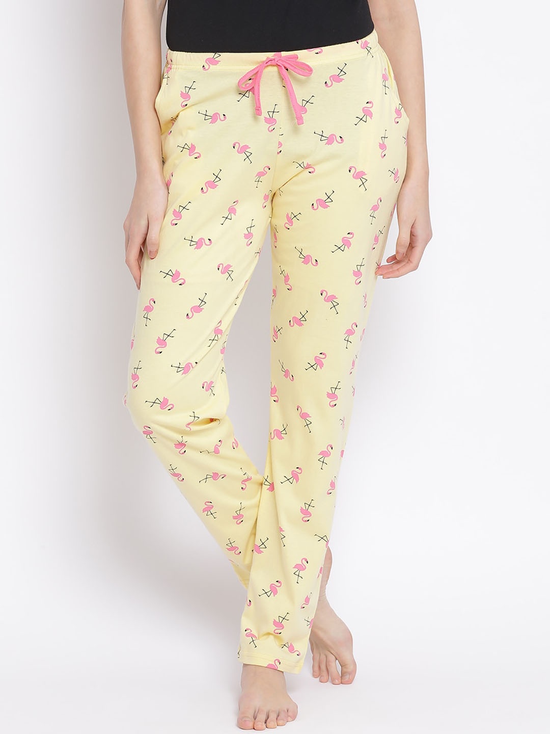 

Kanvin Women Yellow Printed Cotton Lounge Pants