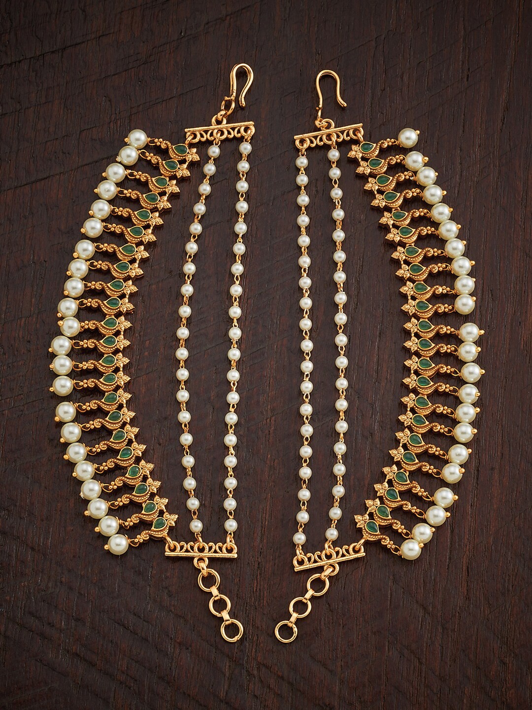 

Kushal's Fashion Jewellery Women Gold-Toned & Green Beaded Hair Accessory Set of