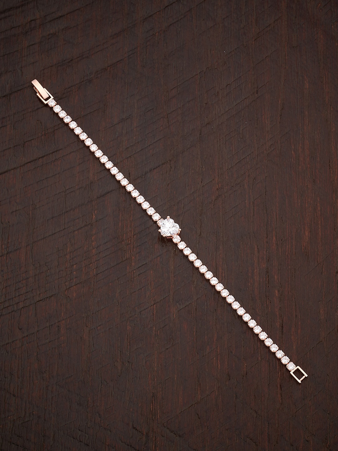 

Kushal's Fashion Jewellery Women Rose Gold & White Cubic Zirconia Rose Gold-Plated Wraparound Bracelet