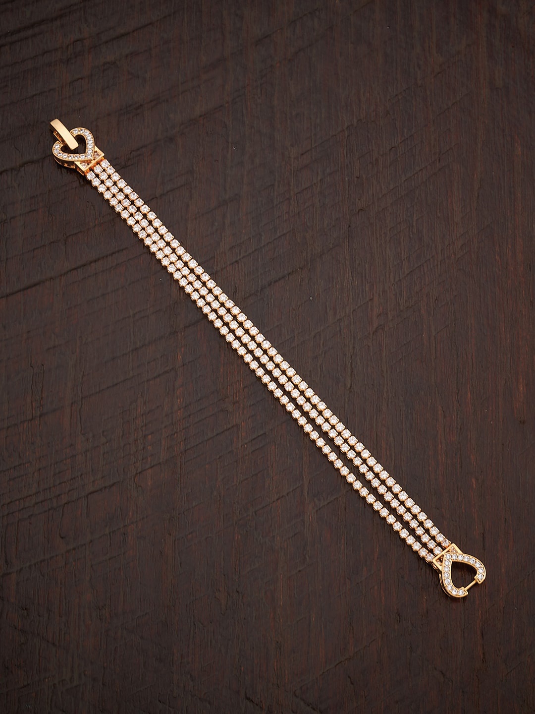 

Kushal's Fashion Jewellery Women White Cubic Zirconia Gold-Plated Wraparound Bracelet