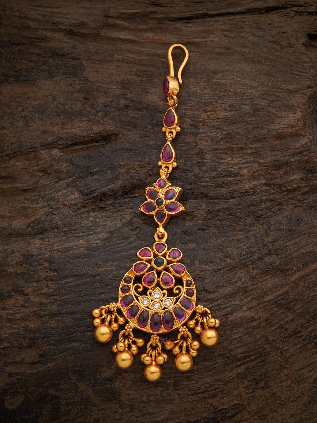

Kushal's Fashion Jewellery Gold-Toned Paisley Shaped 92.5 Silver Maang Tikka