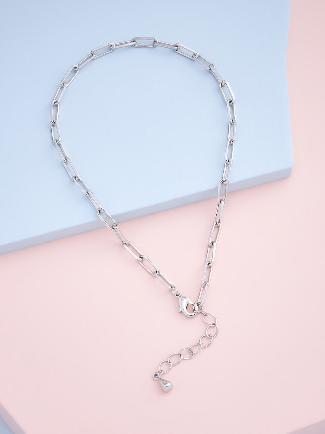 

Kushal's Fashion Jewellery Rhodium-Plated Chain Anklet, Silver