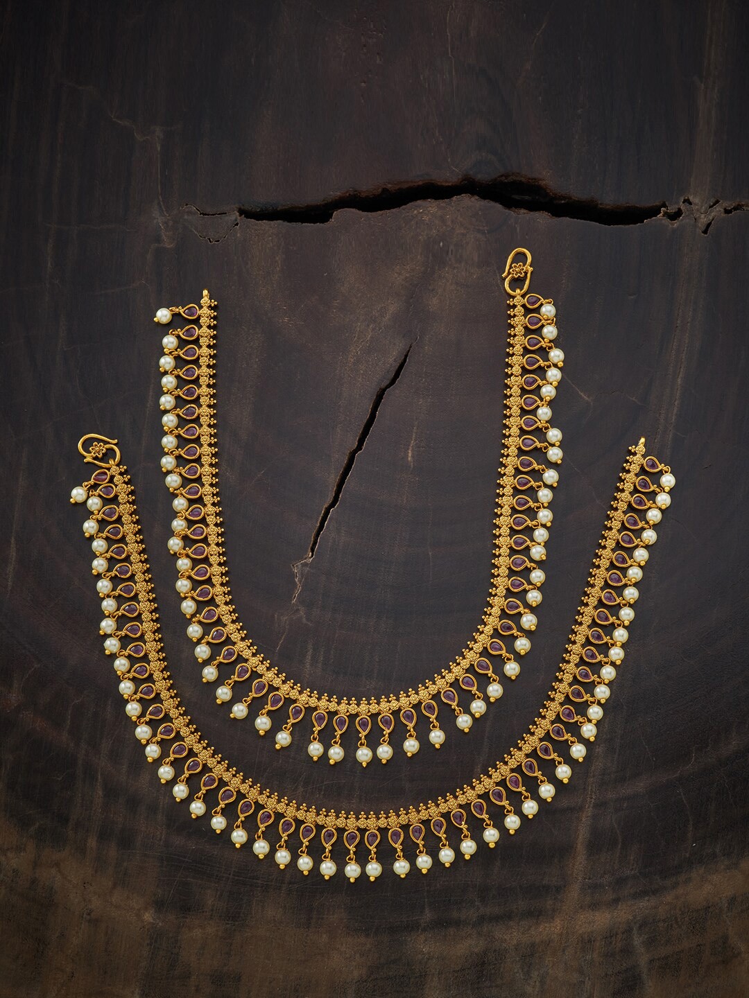 

Kushal's Fashion Jewellery Gold-Plated Stone Studded Anklet