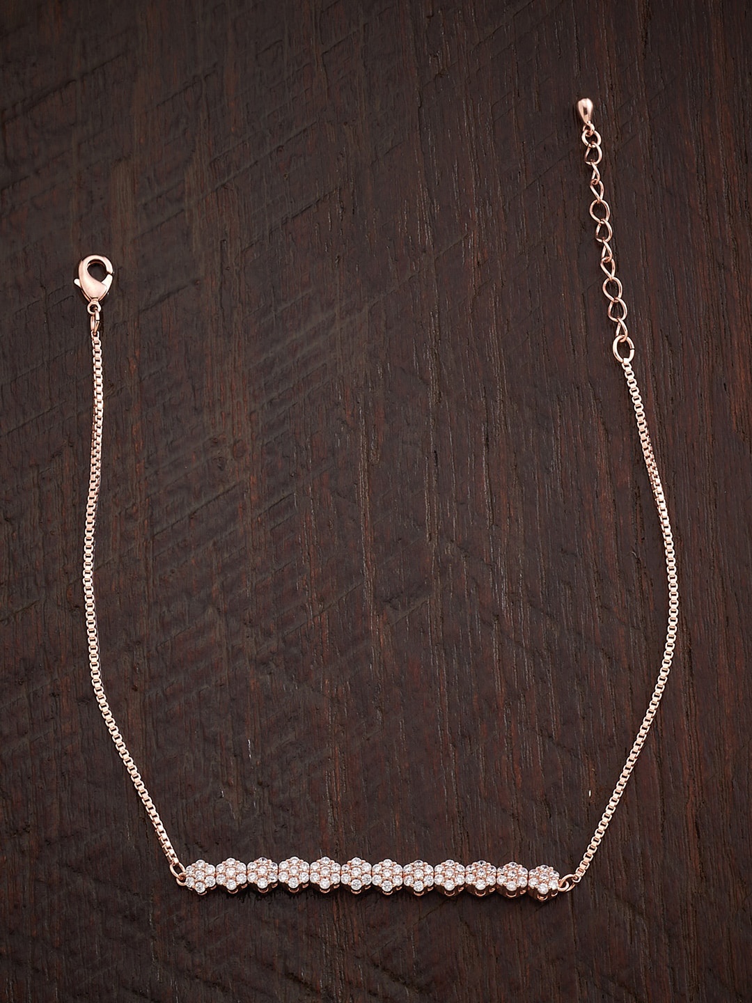 

Kushal's Fashion Jewellery Rose Gold-Plated White-Stone Studded Anklet