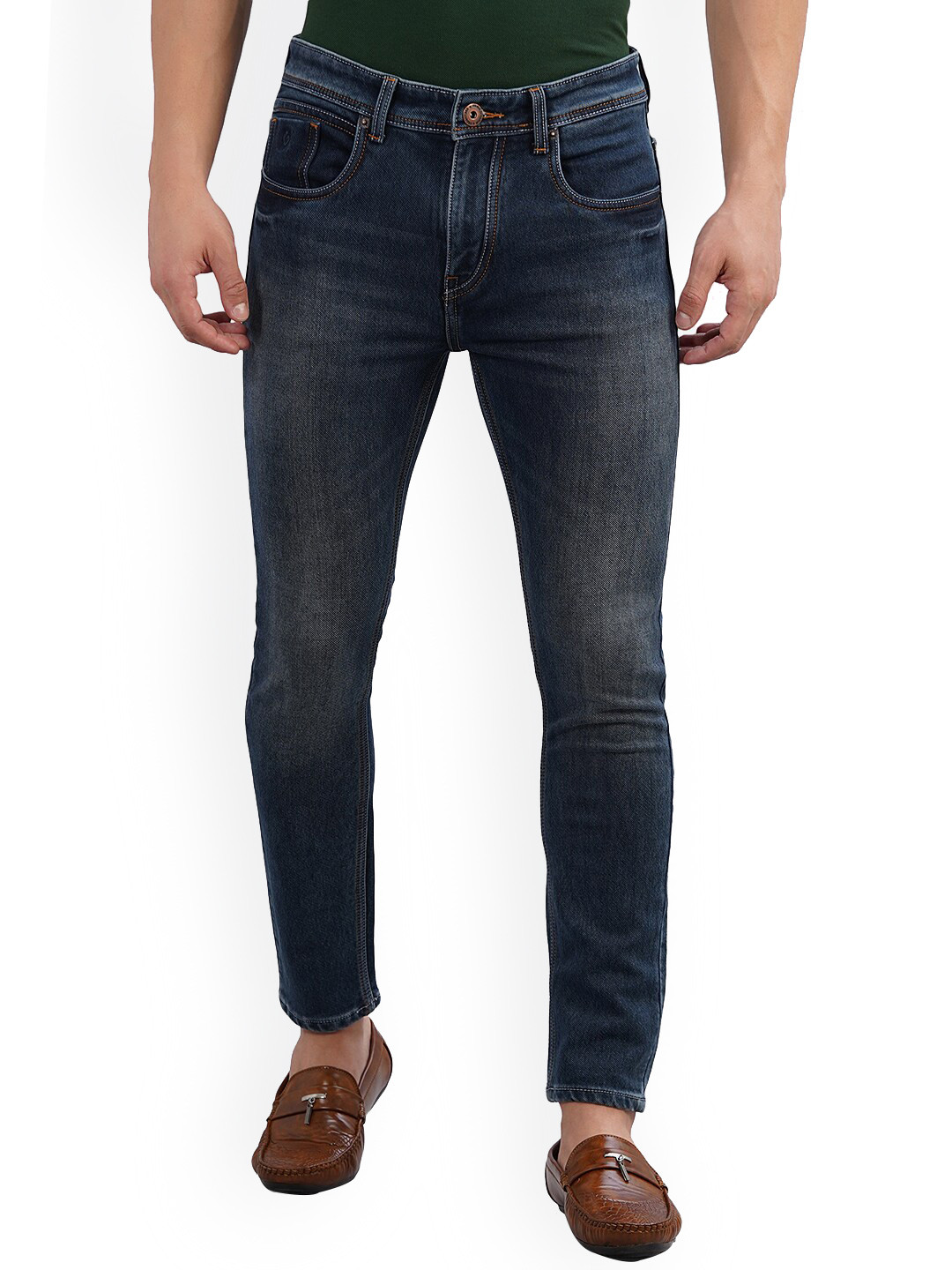 

Greenfibre Men Blue Narrow Slim Fit Heavy Fade Jeans