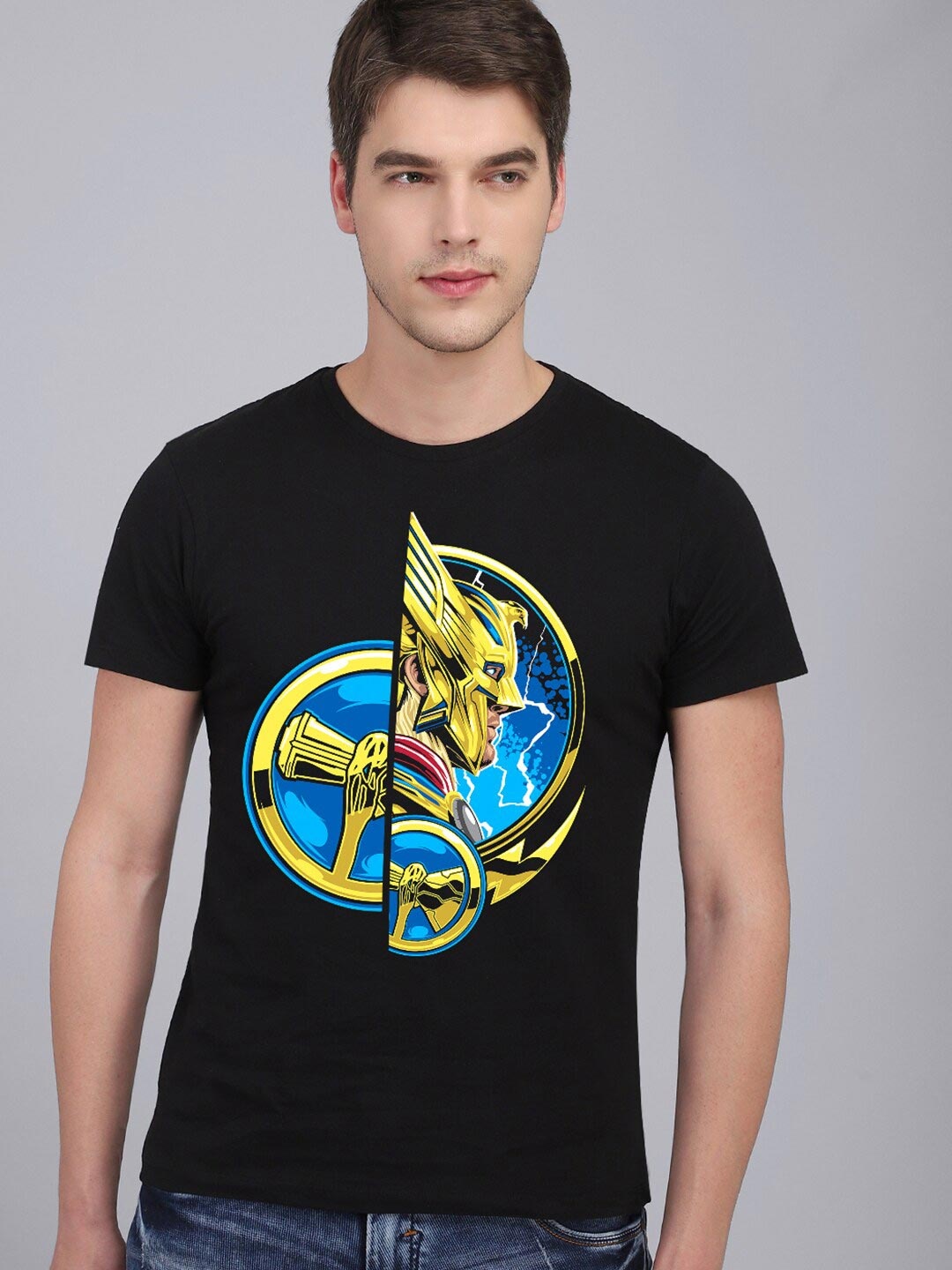 

Free Authority Men Black Thor Printed Pure Cotton Tshirts