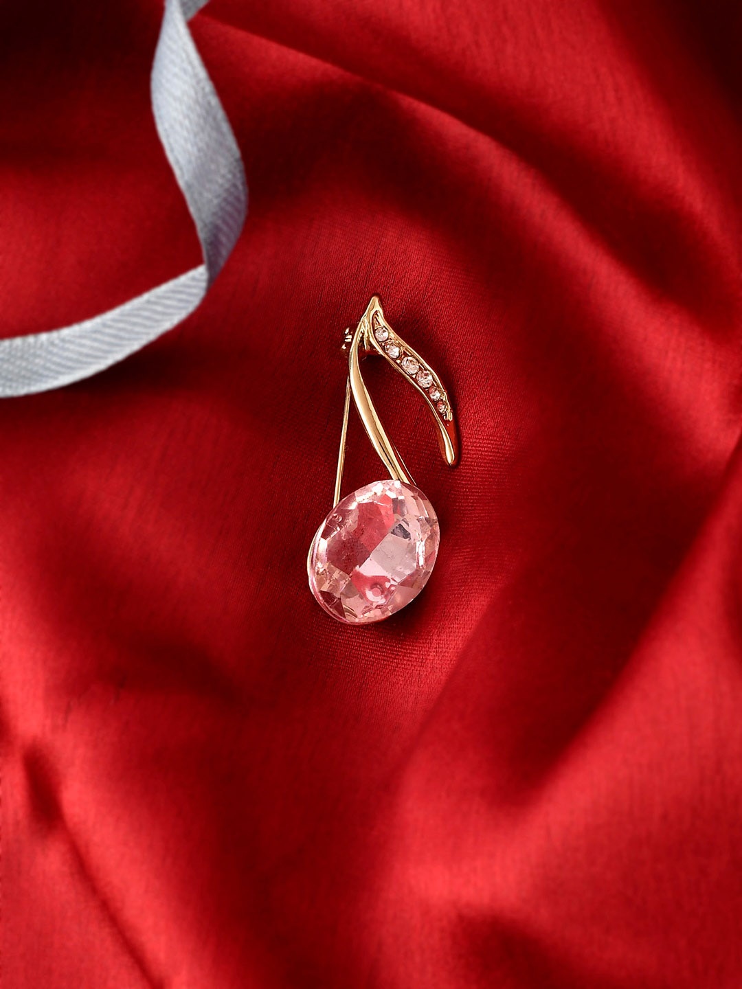 

AQUASTREET Unisex Gold Toned Pink & White Crystal Embellishment Brooch