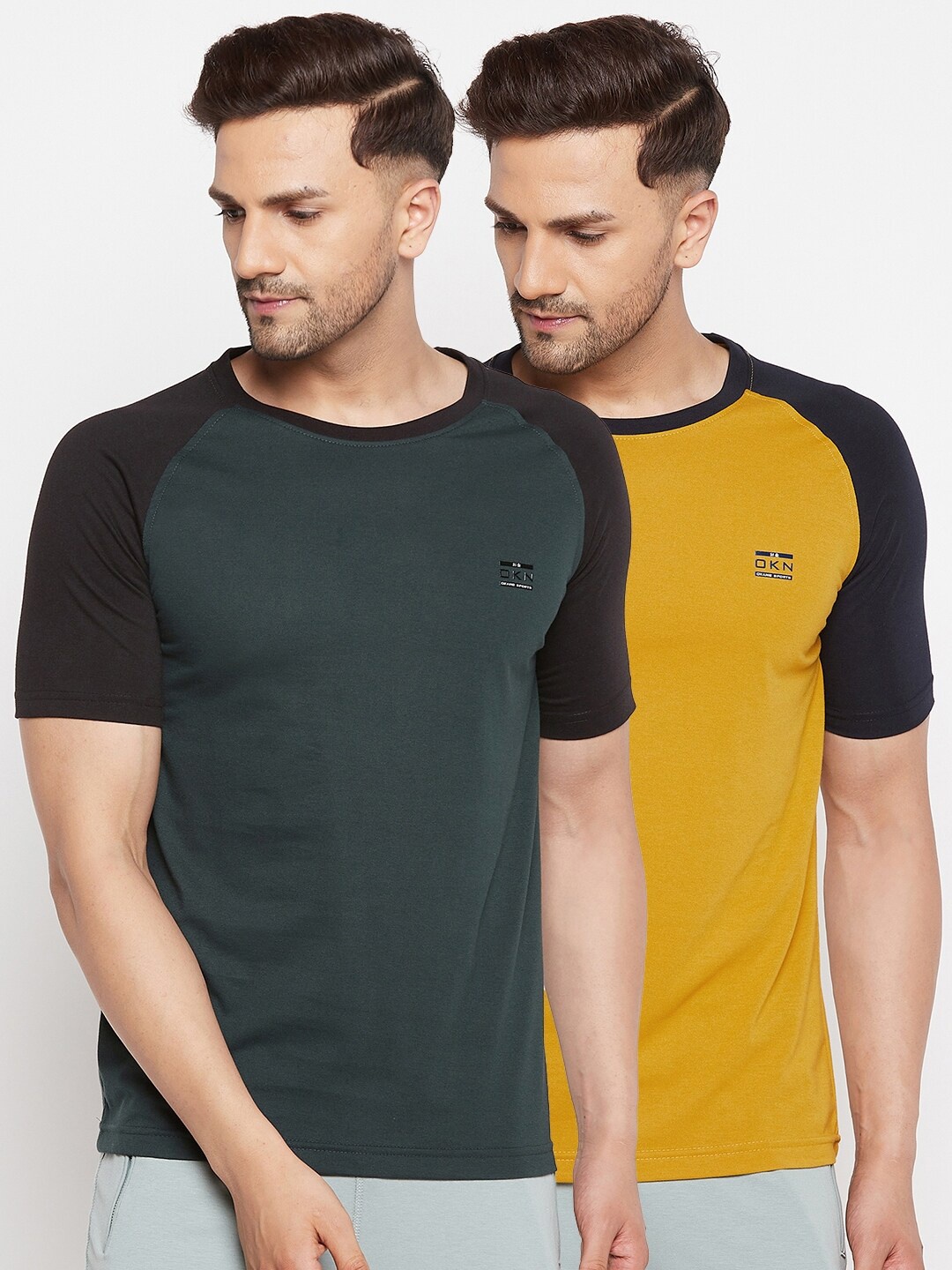 

Okane Men Green 2 Colourblocked T-shirt