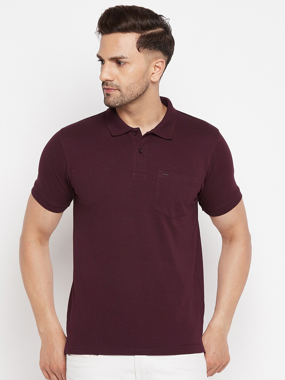 

Okane Men Burgundy Polo Collar T-shirt