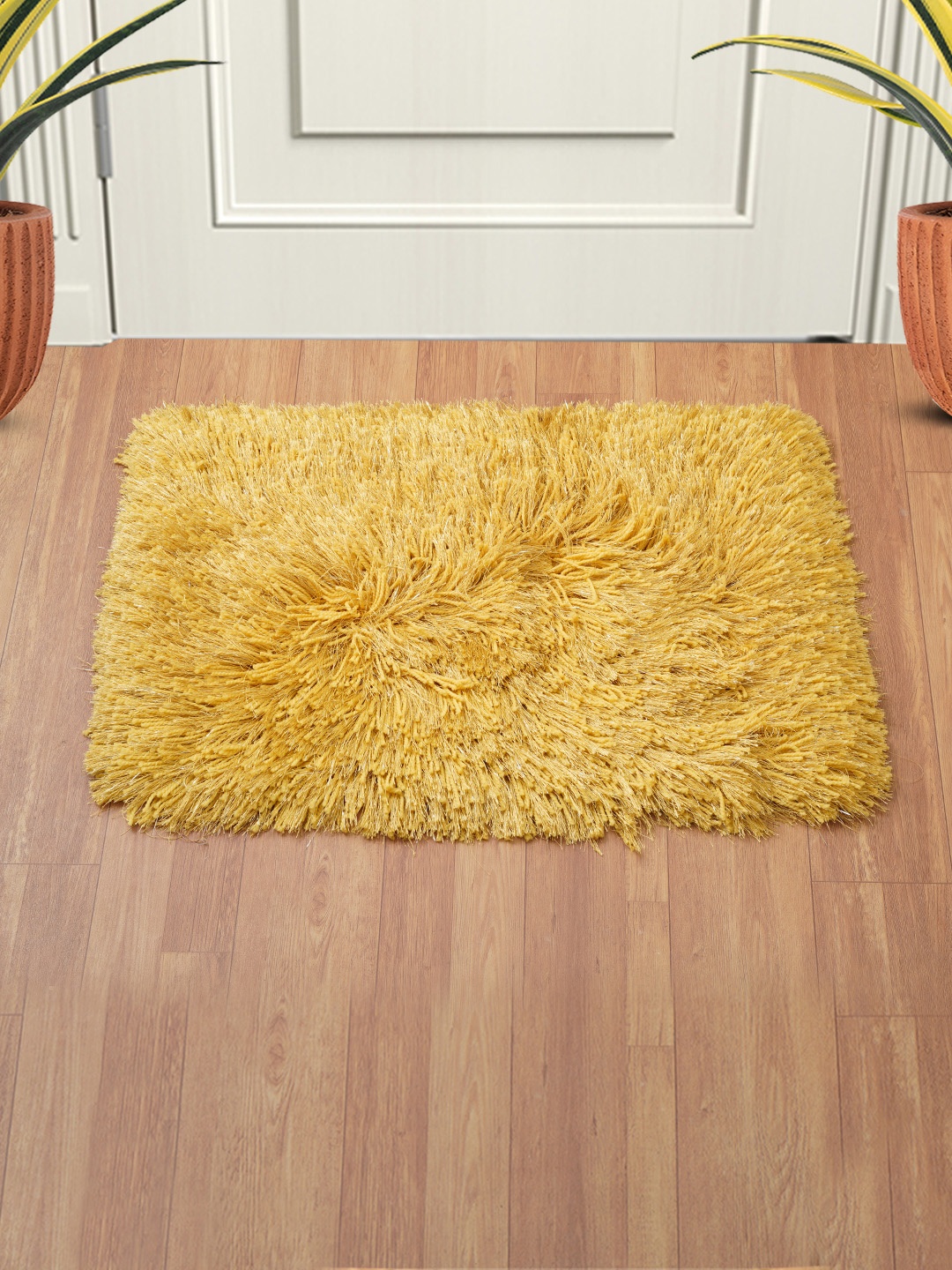 

DREAM WEAVERZ Mustard Solid Shimmer Anti-Skid Floor Mat