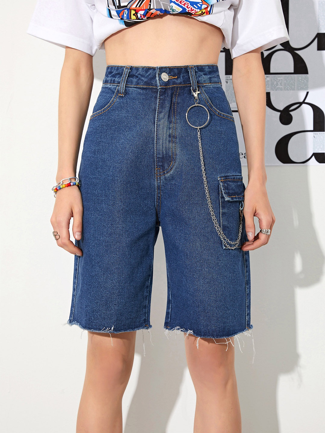 

URBANIC Women Blue Denim Shorts