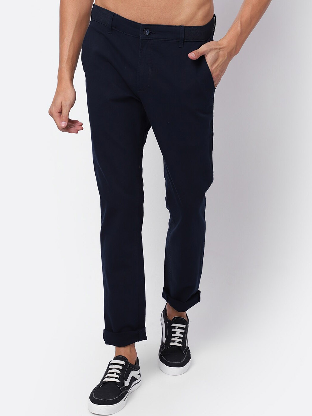 

Cantabil Men Navy Blue Chinos Trousers
