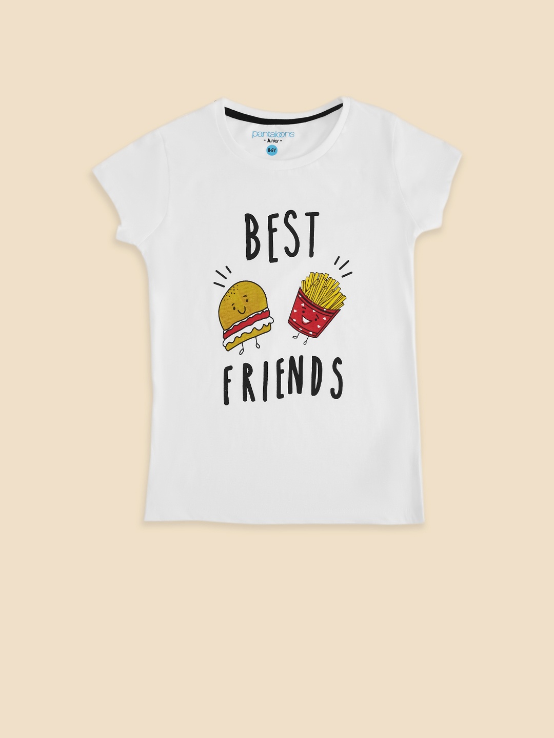 

Pantaloons Junior Girls White Typography Printed Applique T-shirt
