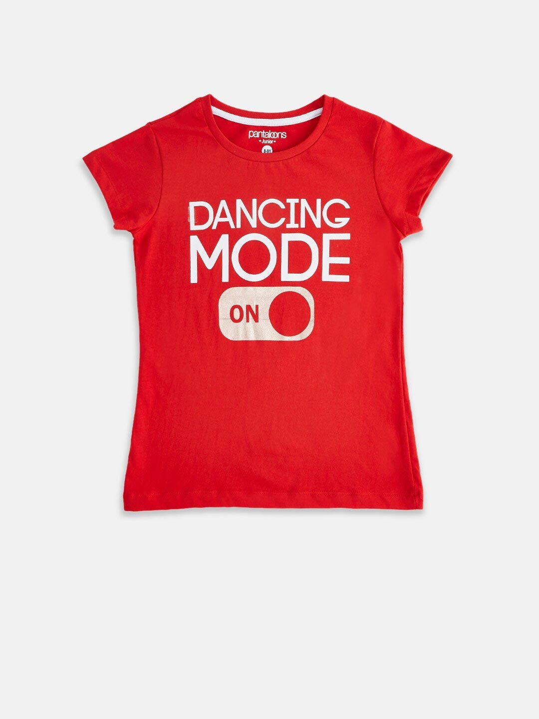 

Pantaloons Junior Girls Red Typography Printed Applique T-shirt