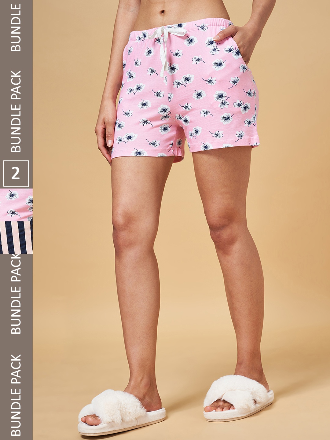 

Dreamz by Pantaloons Women Multicoloured Striped Lounge shorts, Multi