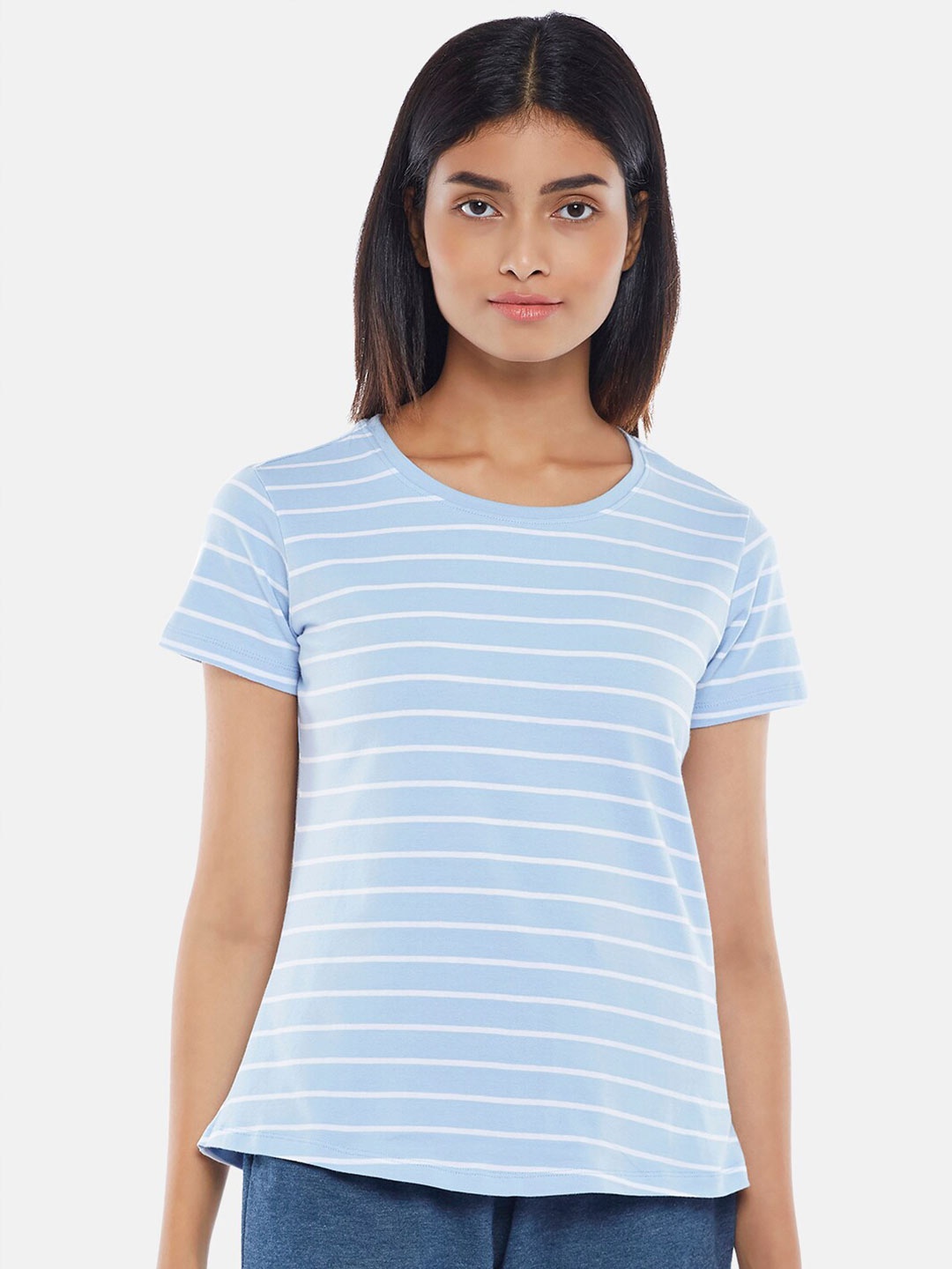 

Dreamz by Pantaloons Blue Striped Lounge tshirt