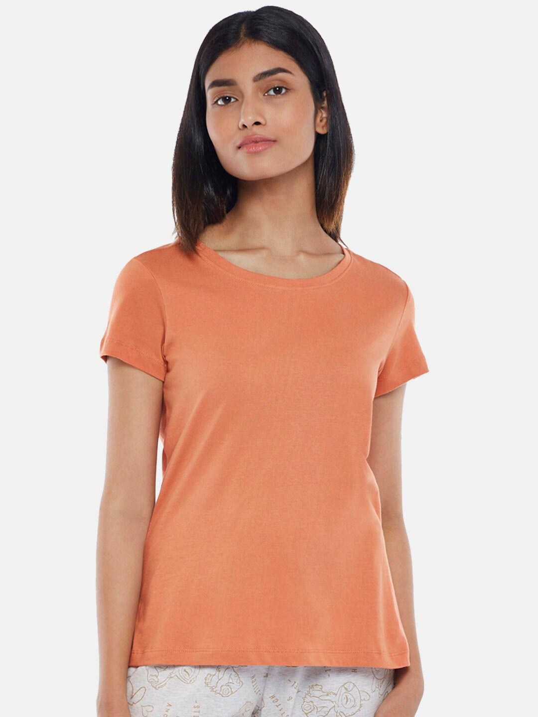 

Dreamz by Pantaloons Women Rust Pure Cotton Lounge T-shirt